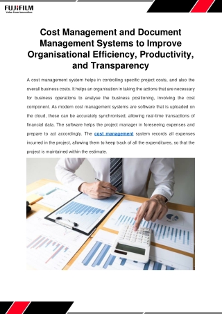 Cost Management and Document Management Systems to Improve Organisational Efficiency, Productivity, and Transparency