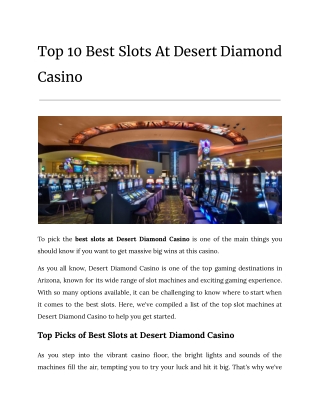 Top 10 Best Slots At Desert Diamond Casino