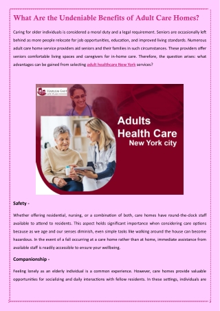 What Are the Undeniable Benefits of Adult Care Homes