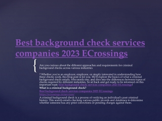 Best background check services companies 2023 ECrossings