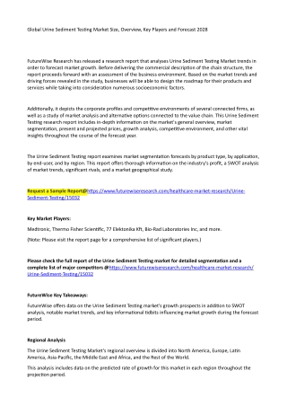 Global Urine Sediment Testing Market Size, Overview, Key Players and Forecast 2028