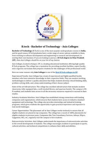 Bachelor Degree's College in Kanpur - Axis Colleges