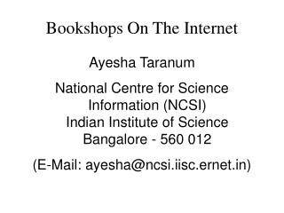 Bookshops On The Internet