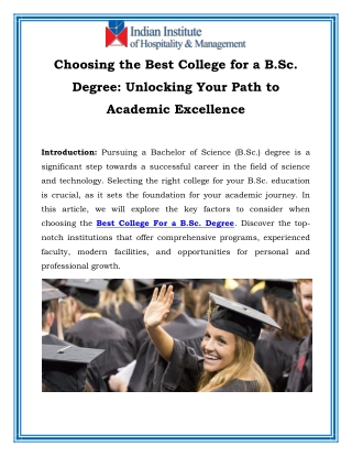 Choosing the Best College for a BSc  Degree Unlocking Your Path to Academic Excellence