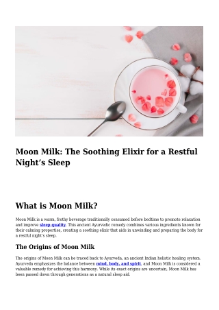 Moon Milk- The Soothing Elixir for a Restful Night’s Sleep