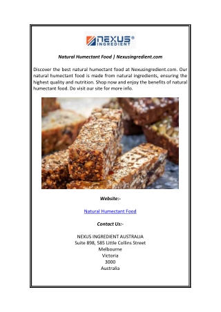 Natural Humectant Food Nexusingredient com
