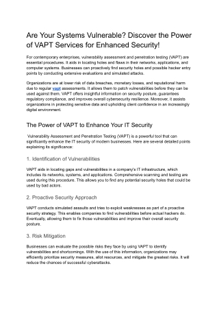 Are Your Systems Vulnerable_ Discover the Power of VAPT Services for Enhanced Security!