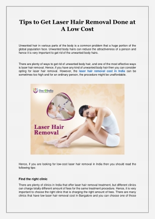 Tips to Get Laser Hair Removal Done at a Low Cost