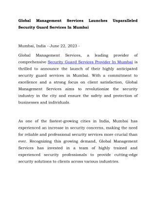 Security Guard Services Provider In Mumbai Call-9833181606