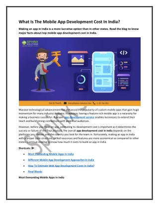 What Is The Mobile App Development Cost In India
