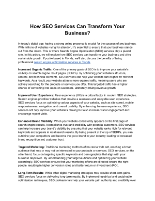 How SEO Services Can Transform Your Business?