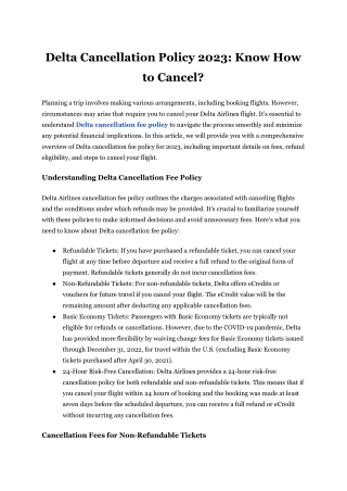 Delta Cancellation Policy 2023: Know How to Cancel?