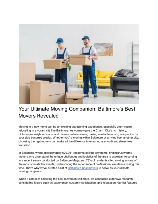 Your Ultimate Moving Companion_ Baltimore's Best Movers Revealed