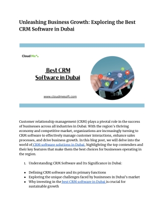 Unleashing Business Growth_ Exploring the Best CRM Software in Dubai