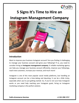 5 Signs It's Time to Hire an Instagram Management Company
