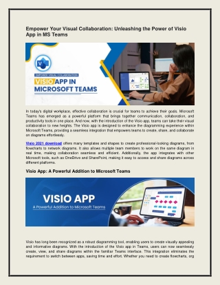 Empower Your Visual Collaboration: Unleashing the Power of Visio App in MS Teams