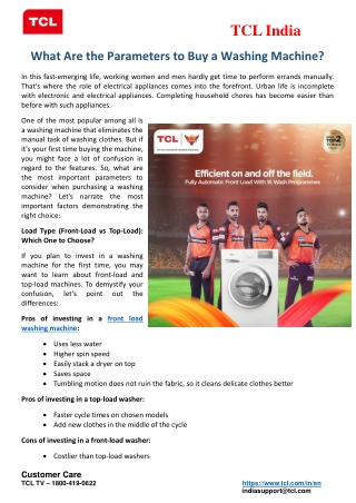 What Are the Parameters to Buy a Washing Machine?
