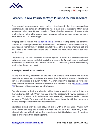Aspects To Give Priority To When Picking A 55-Inch 4K Smart TV