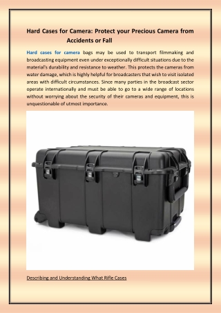 Hard Cases for Camera Protect your Precious Camera from Accidents or Fall