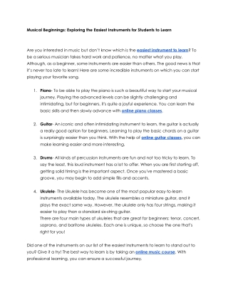 Musical Beginnings: Exploring the Easiest Instruments for Students to Learn