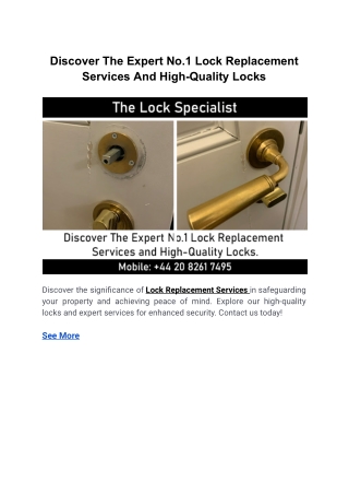 Discover The Expert No.1 Lock Replacement Services And High-Quality Locks