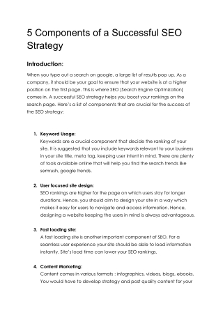 5 Components of a Successful SEO Strategy