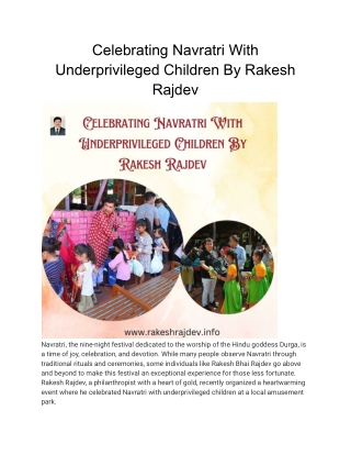 Celebrating Navratri With Underprivileged Children By Rakesh Rajdev