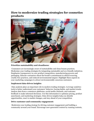 How to modernize trading strategies for cosmetics products