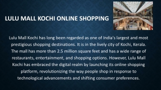 Lulu Mall Kochi Online Shopping