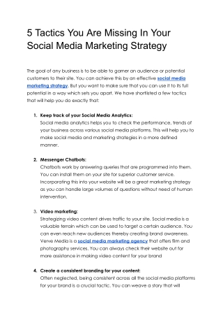 5 Tactics You Are Missing In Your Social Media Marketing Strategy