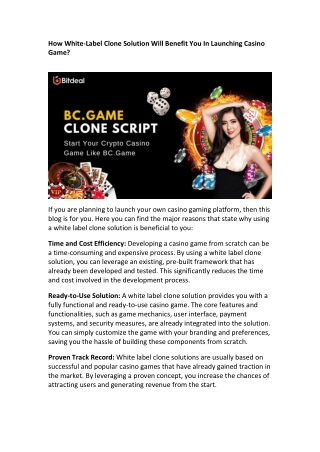 BC Game Clone Solutions