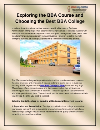 Best BBA College In Bihar