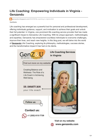 Life Coaching Empowering Individuals in Virginia - Genzandu