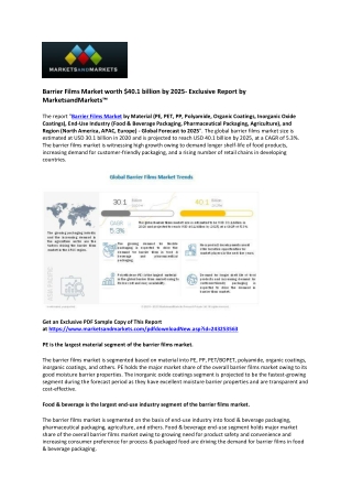 Barrier Films Market Trends, Growth, Size, and Forecast