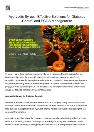 Ayurvedic Syrups Effective Solutions for Diabetes Control and PCOS Management