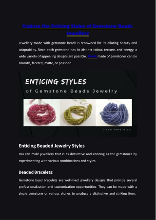 Explore the Enticing Styles of Gemstone Beads Jewelry