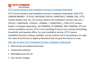 CCTV Camera Dealers And Installation Services in Kokapet Hyderabad