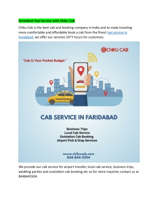 Faridabad Taxi Service with Chiku Cab