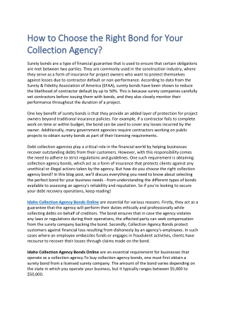 How to Choose the Right Bond for Your Collection Agency