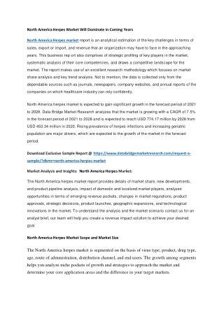 North America Herpes Market Will Dominate in Coming Years