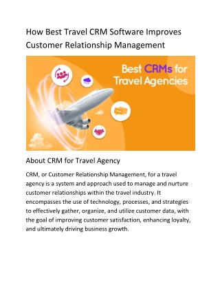 How Best Travel CRM Software Improves Customer Relationship Management