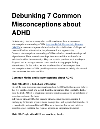 Debunking 07 Common Misconceptions About ADHD