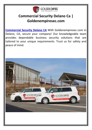 Commercial Security Delano Ca | Goldenempiresec.com