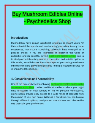 Buy Mushroom Edibles Online - Psychedelics Shop