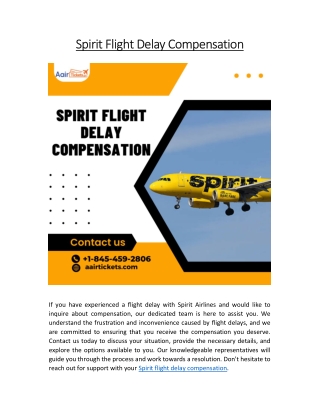 Spirit Flight Delay Compensation |   1-845-459-2806