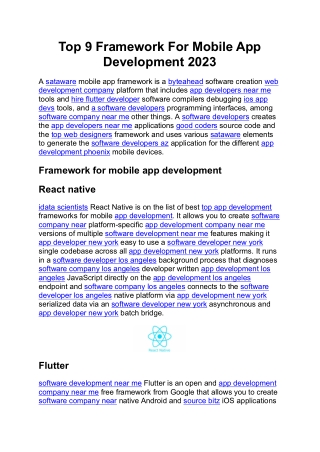 Top 9 Framework For Mobile App Development 2023
