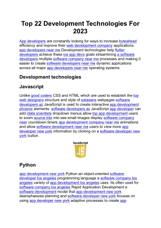 Top 22 Development Technologies For 2023