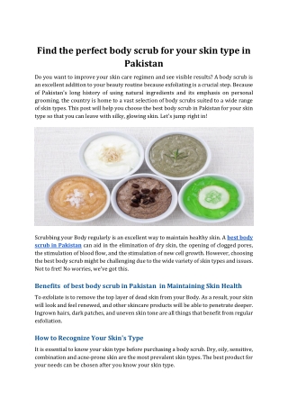 Find the perfect body scrub for your skin type in Pakistan