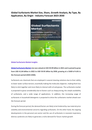 Global Surfactants Market