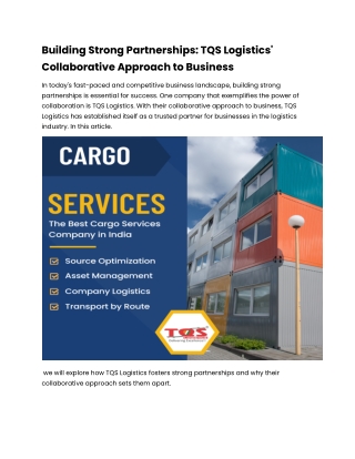 Building Strong Partnerships- TQS Logistics' Collaborative Approach to Business.docx